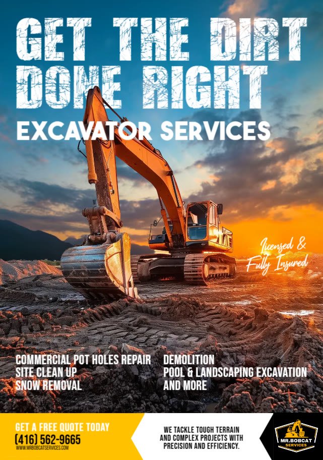 Excavator services social post designed by Wizards Kreative for Mr. Bobcat Services
